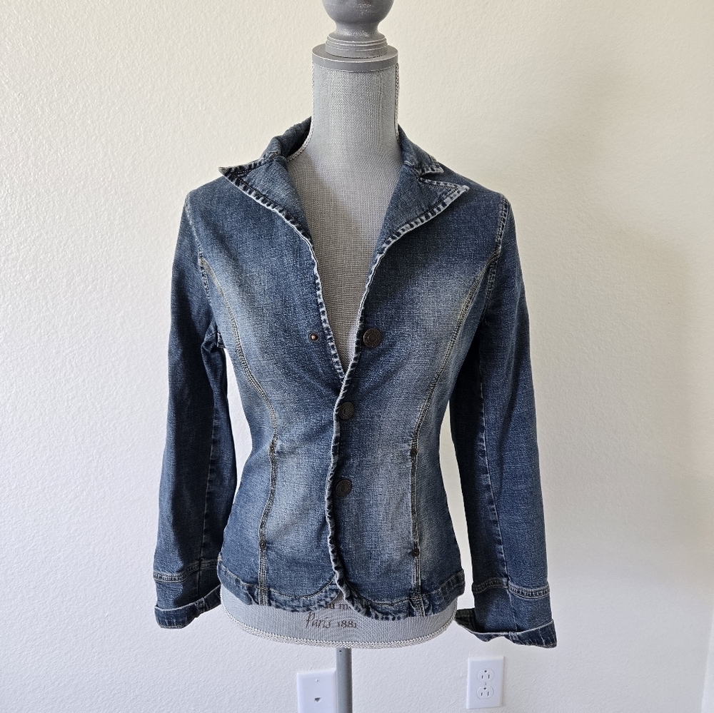 Vintage Y2K Miss Sixty‎ Jean Blue Denim Fitted Jacket Size Medium - Picture 3 of 16